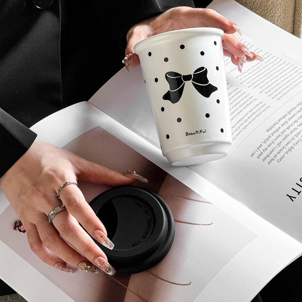 Bow High Looking Ceramic Cup for Best Friend Gift Cup for Office Girls Home Water Cup