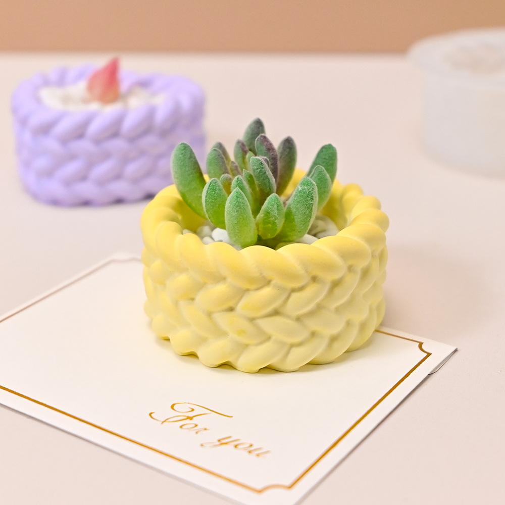 3D Hanfseil Kerzenhalter Silikonform DIY Sukkulenten Blumentopf Heimdeko Formen Zement Gips Harz Ton Bastel Aufbewahrungsbox Form