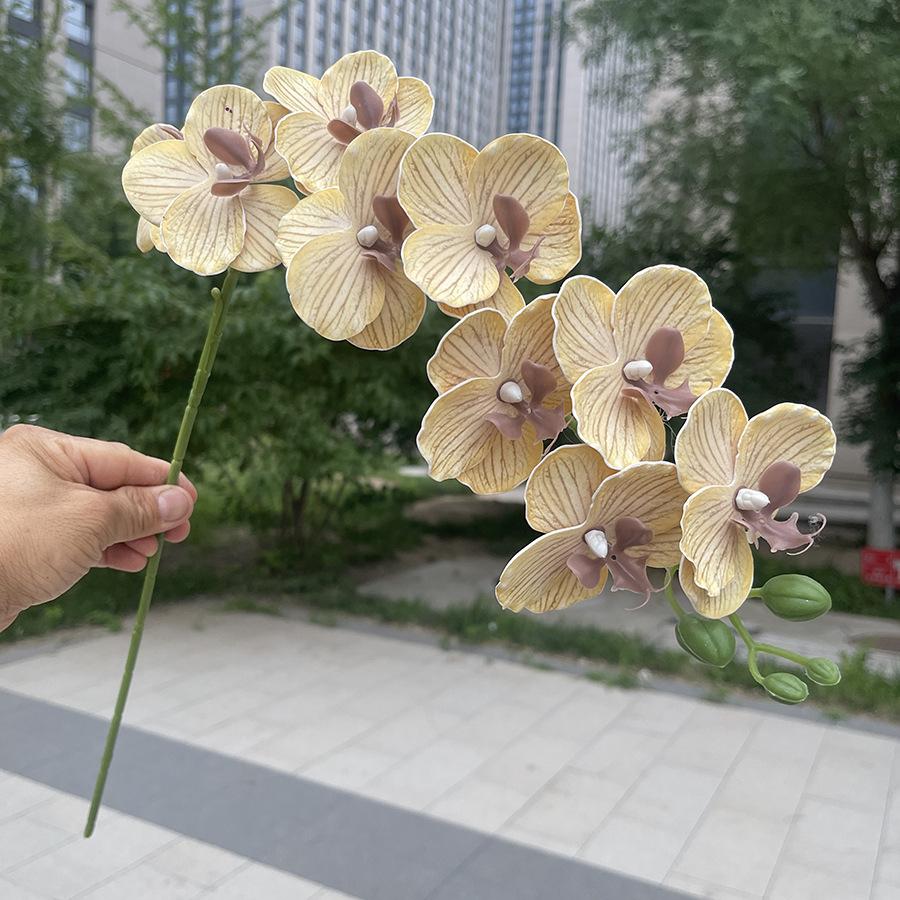 10pcs Phalaenopsis Orchids Artificial Flowers EVA Material 9 Heads Fake Orchid Stems for Wedding Home Decor Outdoor Photography