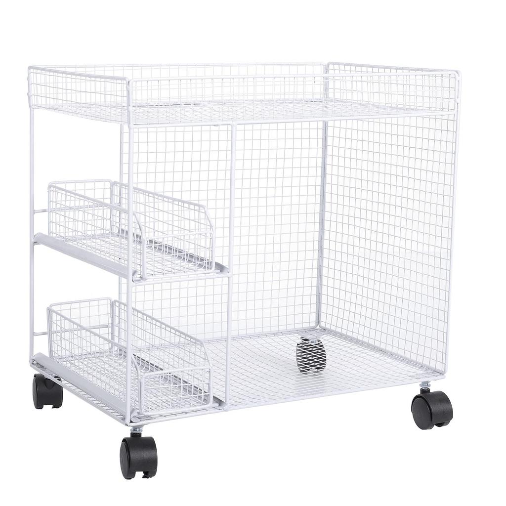 Mobile Storage Rack Breathable Space Saving Kitchen   with 360 Degrees  Rotating Lockable Wheels Pull Out Baskets for Bowls Dishes