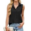 Women's Fashion Casual Summer Spring Solid Color Print Sleeveless POLO Neck Blouses & Shirts