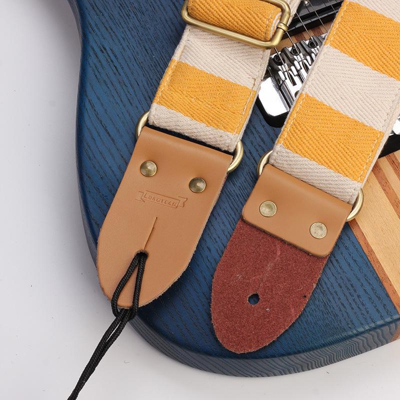 Langting Plaid Wooden Guitar Strap for Acoustic, Electric, and Bass Guitars