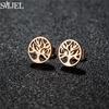 Vintage Tree of Life Stainless Steel Earrings for Women Fashion Norse Mythology Yggdrasil Jewelry World Peace Ear Studs Gift