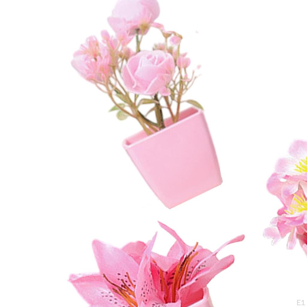 5 Pezzi Fiori Simulati Rosa Bouquet di Fiori Vasi Vasi Piante Artificiali Vasi Piantati da Interno per Ufficio