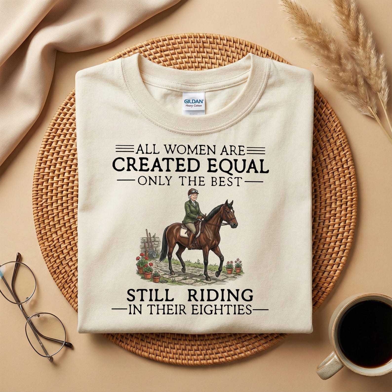 All Women Are Created Equal Shirt, Still Riding in Their Eighties Tee, Funny Horse Riding Shirt, Vintage Grandma Equestrian Gift 3XL