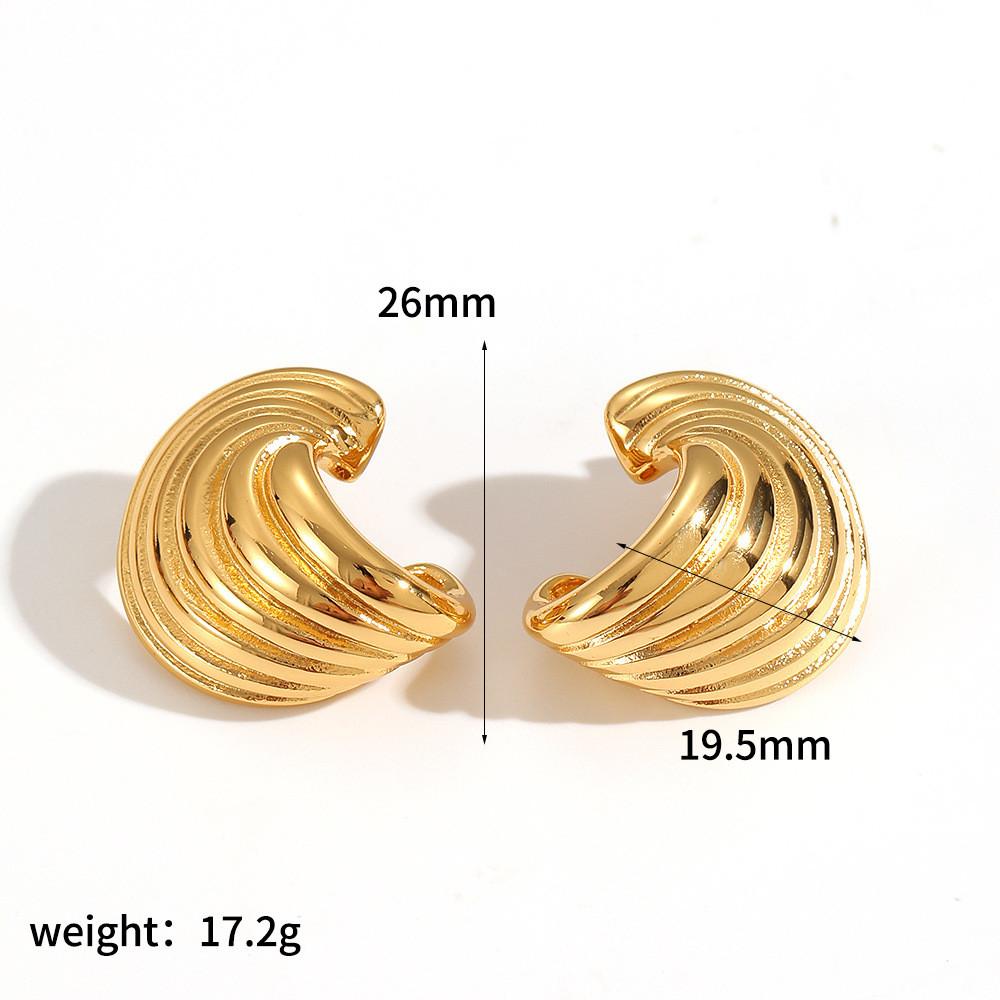 Boucles d'oreilles géométriques en acier inoxydable pour femmes avec texture d'aile
