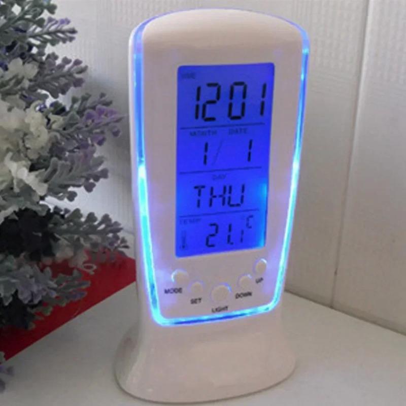 Digital Calendar Temperature LED Digital Alarm Clock with Blue Back Light Electronic Calendar Thermometer Led Clock with Time