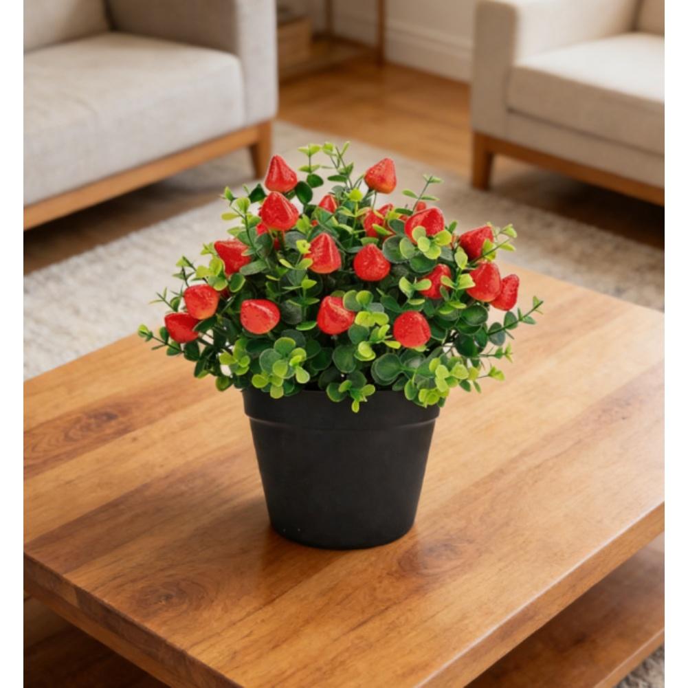 5Pcs Artificial Strawberry Plant Fruits Fake Strawberries For Wedding Home Outdoor Settings And Photography Props Decor