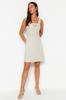Women's Fashion Casual Sleeveless Mini Multicolor Tulle Fitted Body-Fitting Mini Gathered Zero Sleeve Flexible Knitted Dress