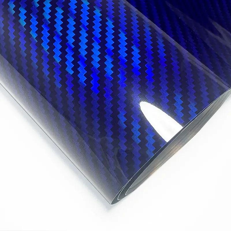 High Gloss Laser Blue Carbon Fiber Vinyl Film Motorcycle Body Stickers Rainbow Car Film Covers Accessories Wrap Foil Sticker