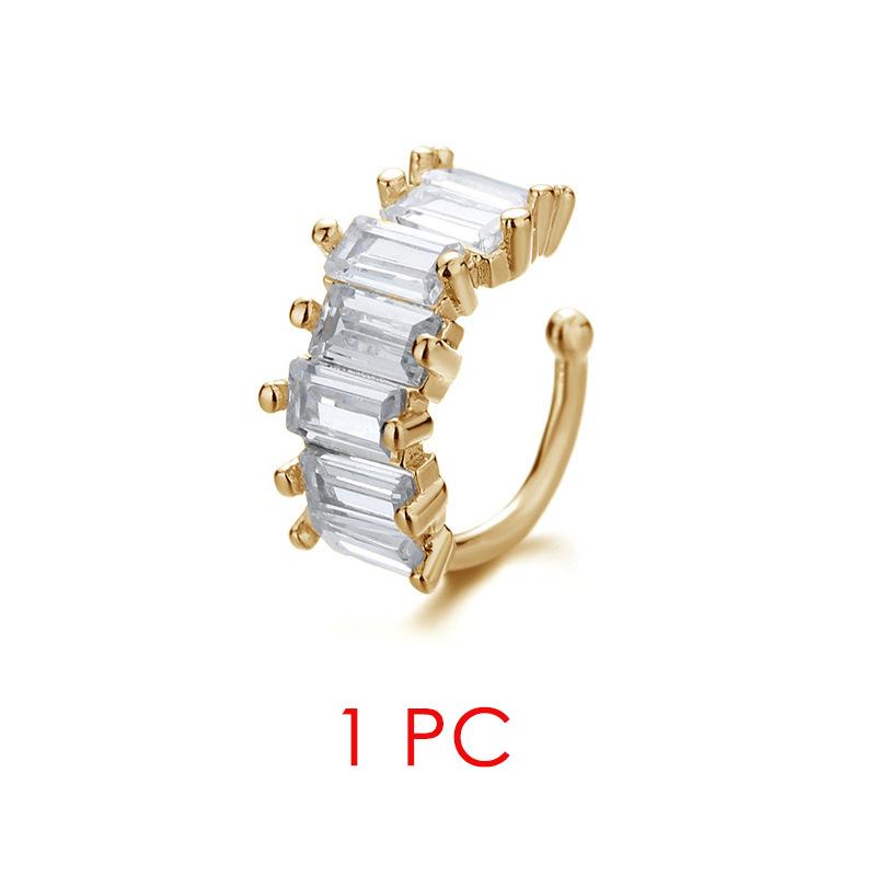 Fake Piercing Ear Cuff For Women Hip-hop Rock Cubic Zirconia 1PC Silver Color Cuban Chain Cartilage Clip Earrings KAE330