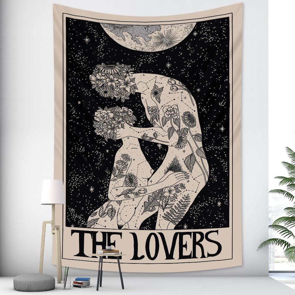 Tarot Psychedelic Scene Art Tapestry Occult Witchcraft Divination Wall Hanging Hippie Boho Decor Bedroom Home Decor