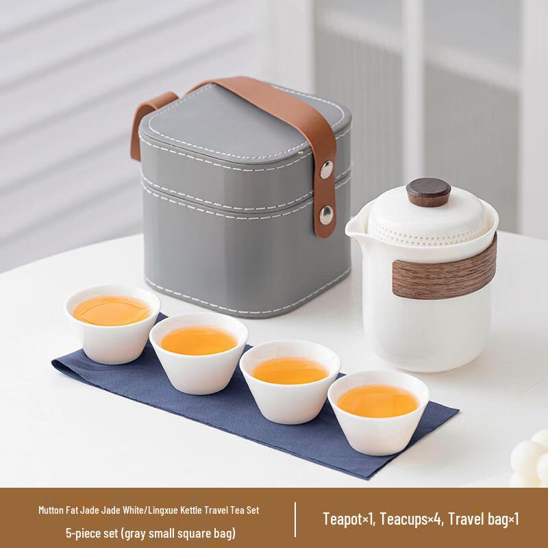 Mutton-Fat Jade Porcelain Travel Tea Set