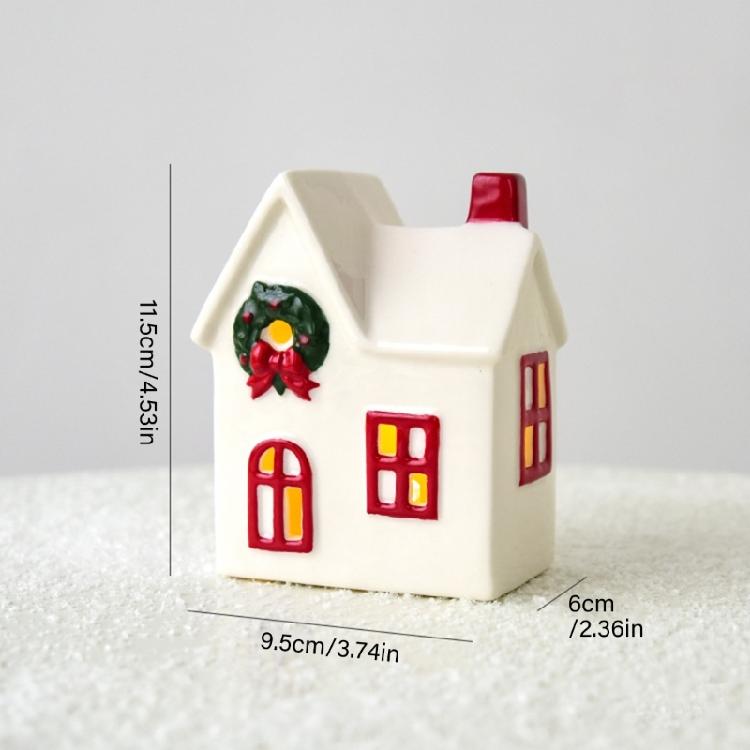 Feiertags-Keramikhaus-Dekorationen Batteriebetriebene Kerzenhalter Weihnachtsdorf Saisonales Geschenk Bereit für die Feiertagspräsentation