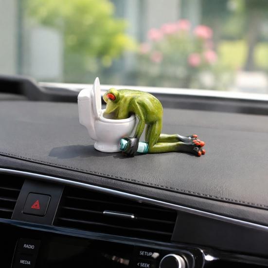 Imaginative Resin Crafts Drunk Frog on The Toilet Decor, Funny Sculpture Tabletop Unique Home Decorations Cute Desktop Ornament for Office Desk