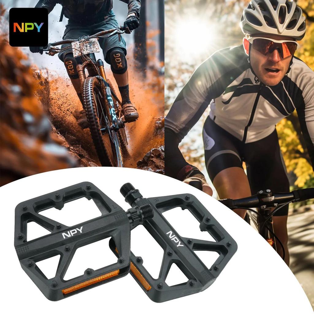 NPY NEW Double DU Bearing Bike Pedals with Reflector for Mountain Road Cycling Flat Bicycle Platform Pedals Cycling Accessori 6