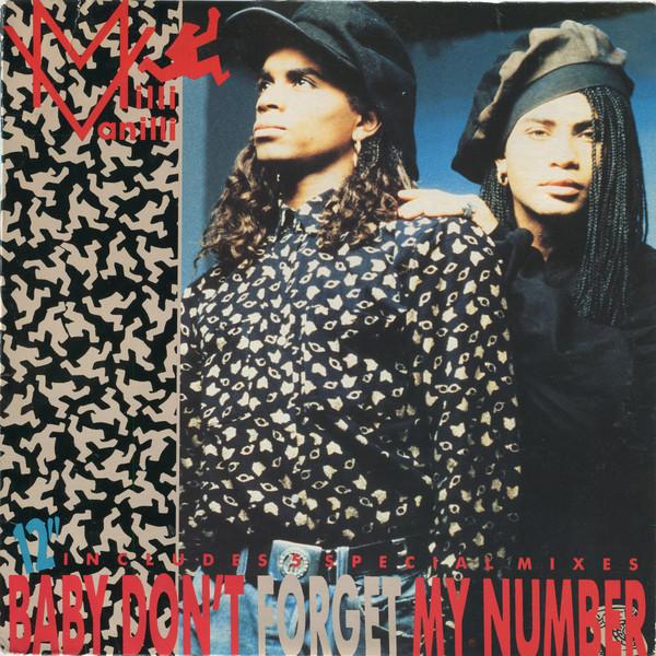 

12inch Record MILLI VANILLI Baby Dont Forget My Number AD19833 Arista 1989 Canada Pop Used