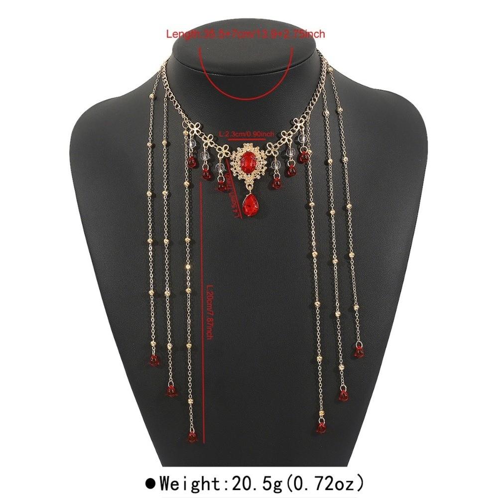 Sparkling Rhinestone Necklace Tassel Chain Shiny Choker Exquisite Clavicle Chain Women