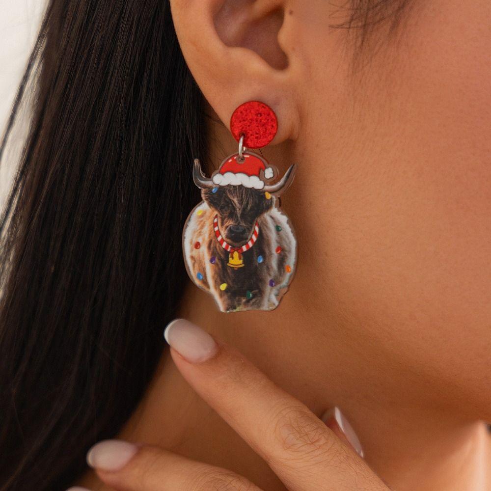 Jewelry Elk Pendant Cat Xmas Earrings Studs Fashion Quicksand Dangle Earrings  New Year