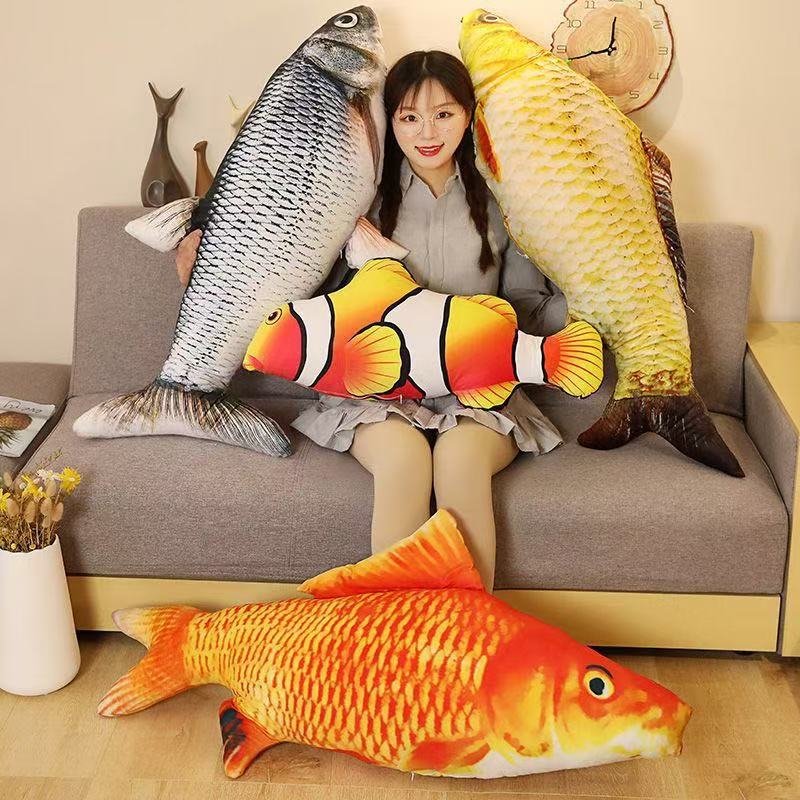 1 Stück 40/60cm 3D Simulation Goldfisch Plüschtiere Gefülltes Weiches Tier Karpfen Plüschkissen Kreatives Sofakissen Kissen Geschenk Kinderspielzeug