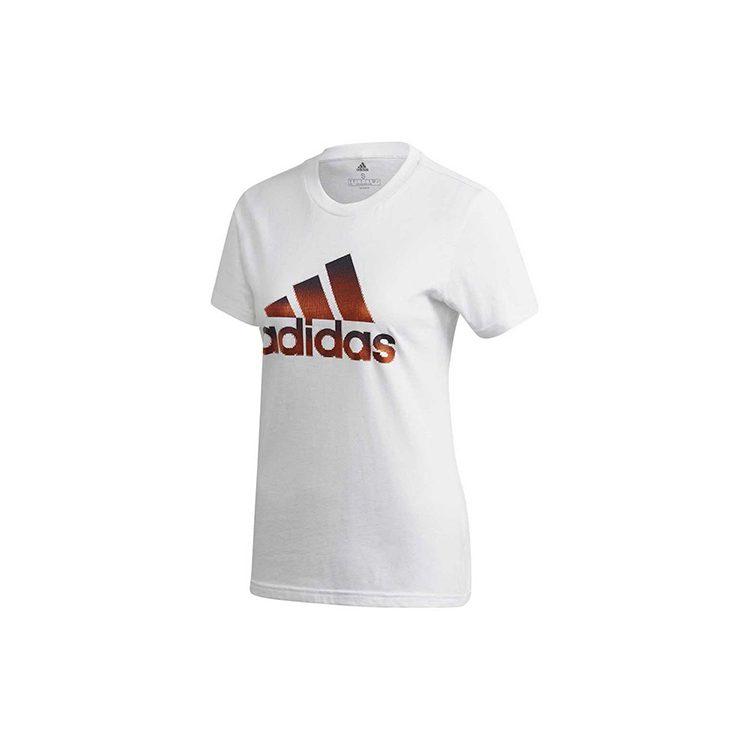 adidas T Shirts Women's White Crew Neck Moderate Straight Fit FJ5012