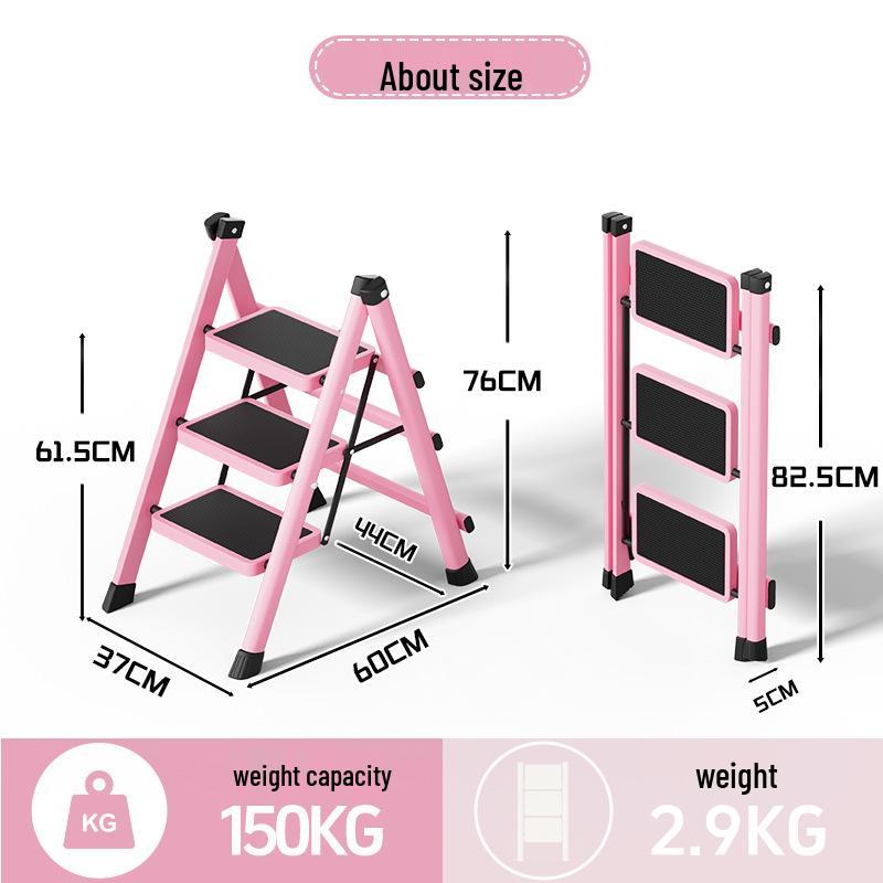 Folding Small Indoor Ladder: Multi-functional A-frame with Non-slip Steps, 2 or 3 Steps