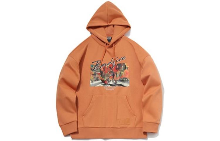 Li Ning Badfive Fleece Lined Front Chest Cartoon Print Long Sleeved Pullover Sweatshirt Men s Partridge Umber AWDR099-2 M