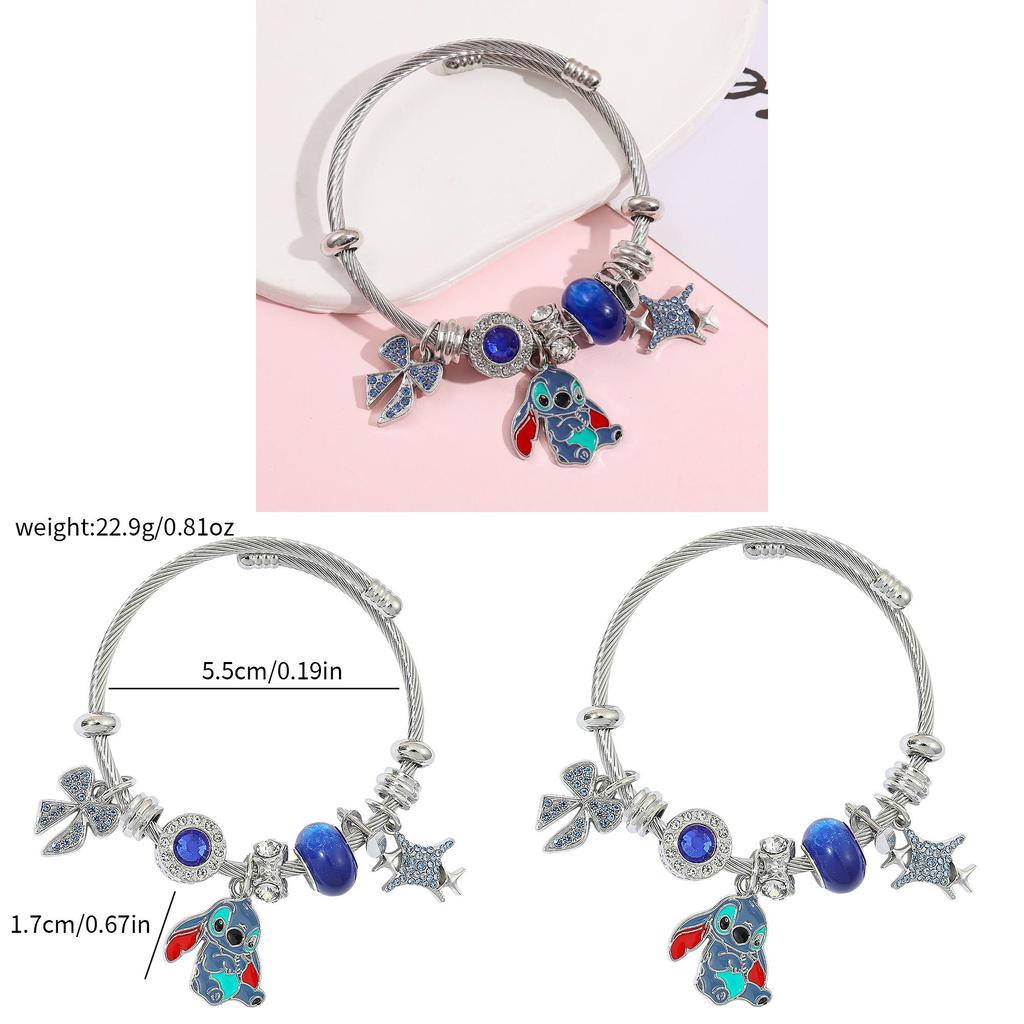 Braccialetto Cartoon Stitch con Ciondolo in Lega e Diamante Gioiello per Regalo Souvenir di Viaggio