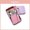 Hello Kitty Makeup Brush Set With Artificial Fiber Bristles Portable Pink Iron Box For Daily Beauty