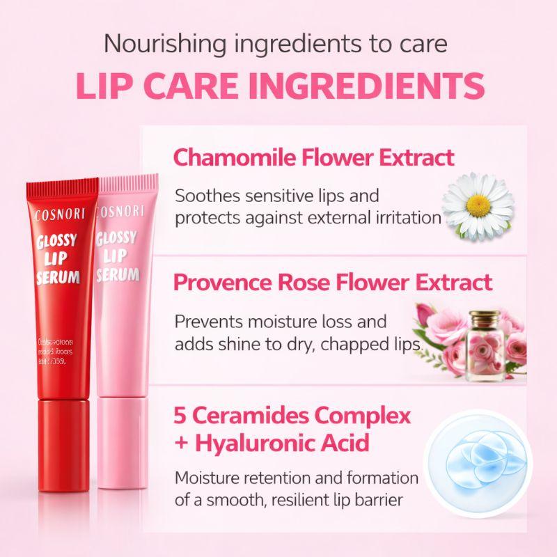 COSNORI Glossy Lip Serum 10ml Hydrating Plumping Lip Gloss Serum Korean Glass Shine Lip Tint