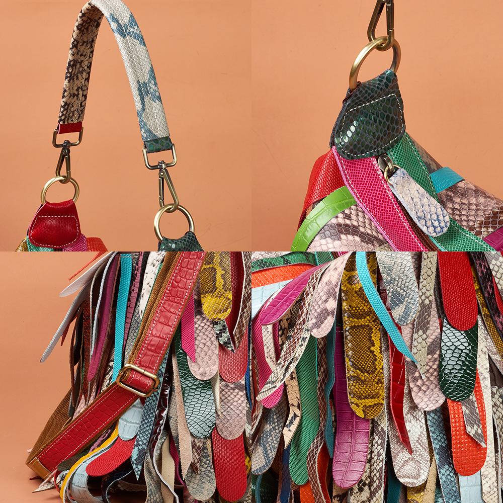 Ekte Lær Dameveske Street Fashion Veske Duskveske Enkel Skulder Crossbody Veske Underarmsveske