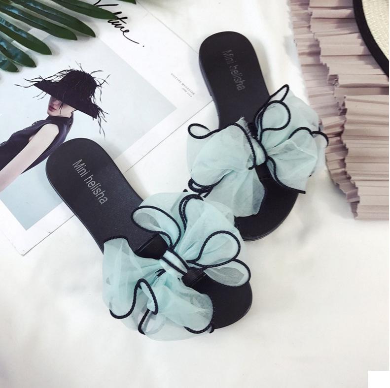 Yuzhihao Women s Summer Bow Flat Sandals: Stylish Solid Color Slides for Everyday Wear 37