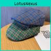 Vintage Checkered Pattern Hat With Breathable Cotton For Spring Summer Fashion