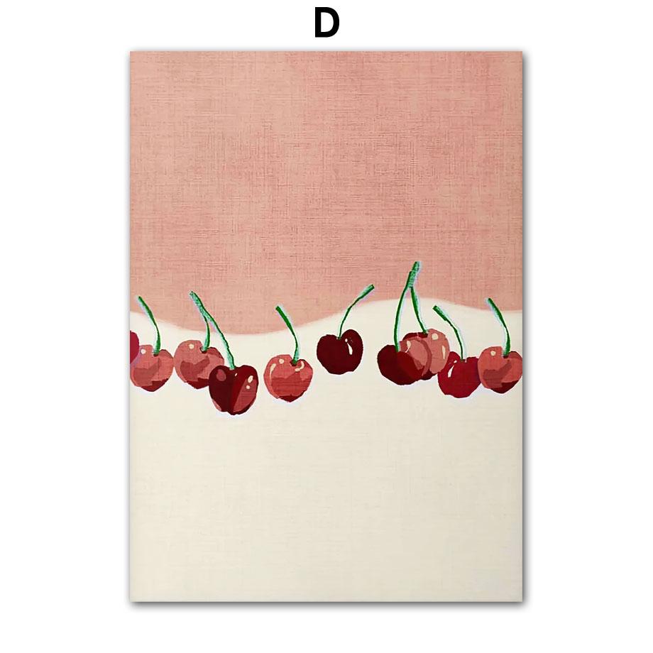 

Watercolor Strawberry Cherry Lemon Orange Wall Art Painting Fruit Posters Vintage Room Bar Cafe Decor Home Decor Canvas Print 13X18 cm No Framed