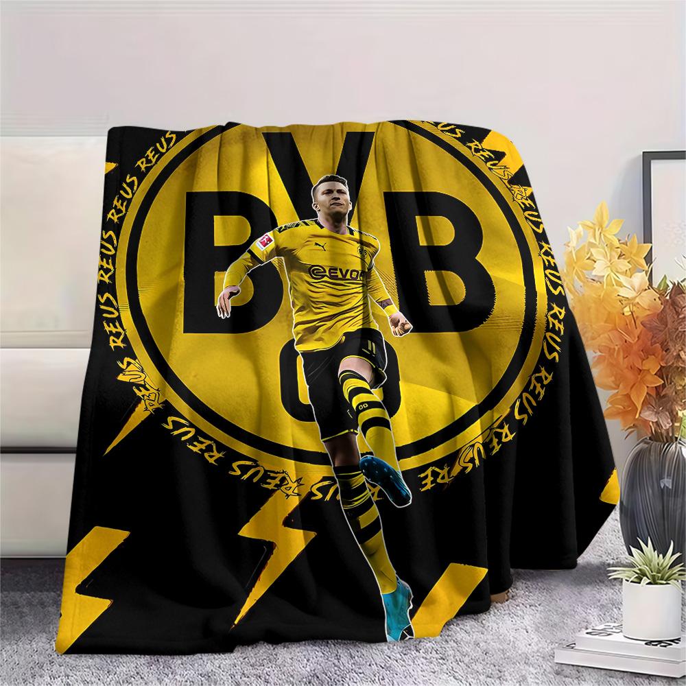 Borussia Dortmund Logo Print Flannel Blanket, High Quality Comfortable for All Seasons, Home Decor, Warmth and Comfort, Perfect for Christmas Gifts