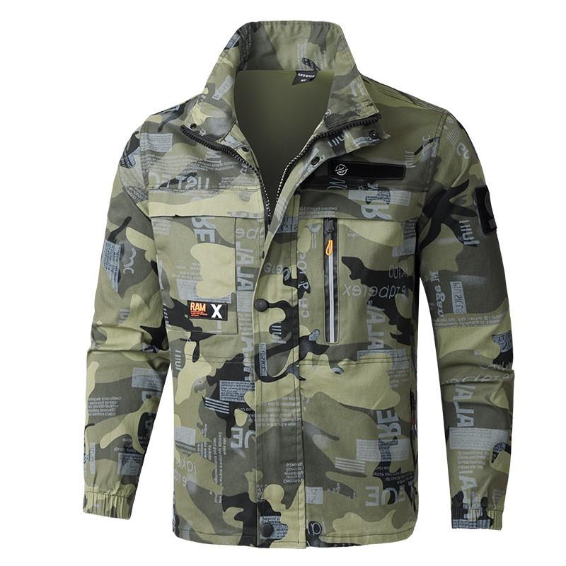 Mens Womens Stretch Camo Workwear Set Outdoor Training Jacket Pants Cotton Breathable Utility Suit