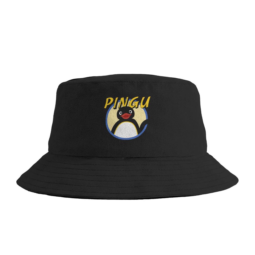 Hi Pingu Bucket Hat For Couple FisherUnisex Hats Casual Vacation Caps Breathable Hip Hop Graphic Sun Hats