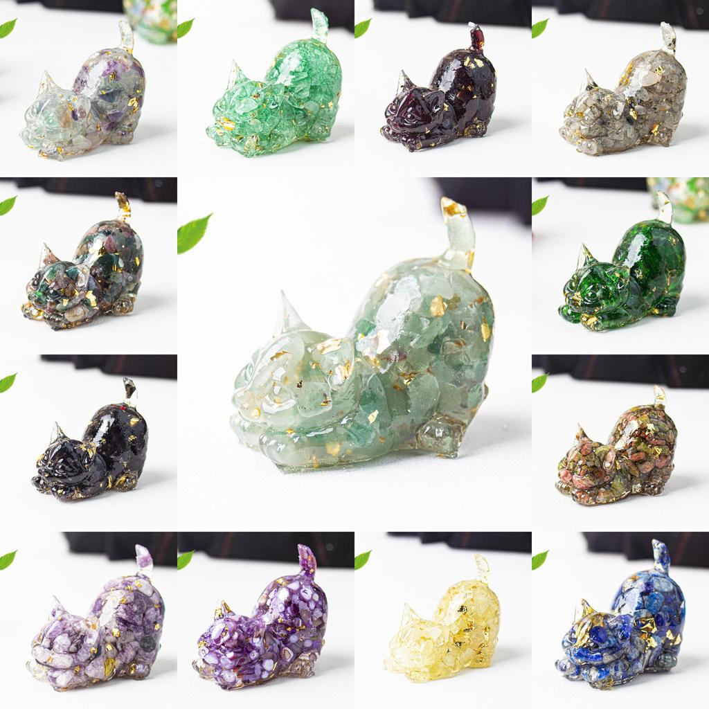 Crystal Resin Cat Figurine With Bright Colors For Home Office Decor And Gift Ideas
