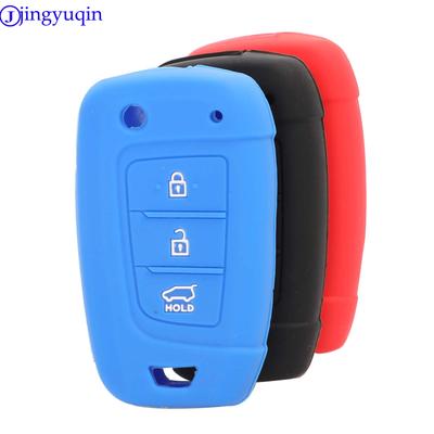 Jingyuqin 3Button Silicone Remote Key Shell Cover Case For Hyundai Solaris 2 Elantra I30 I35 I40 Tucson Kona 2015 2016 2017 2018