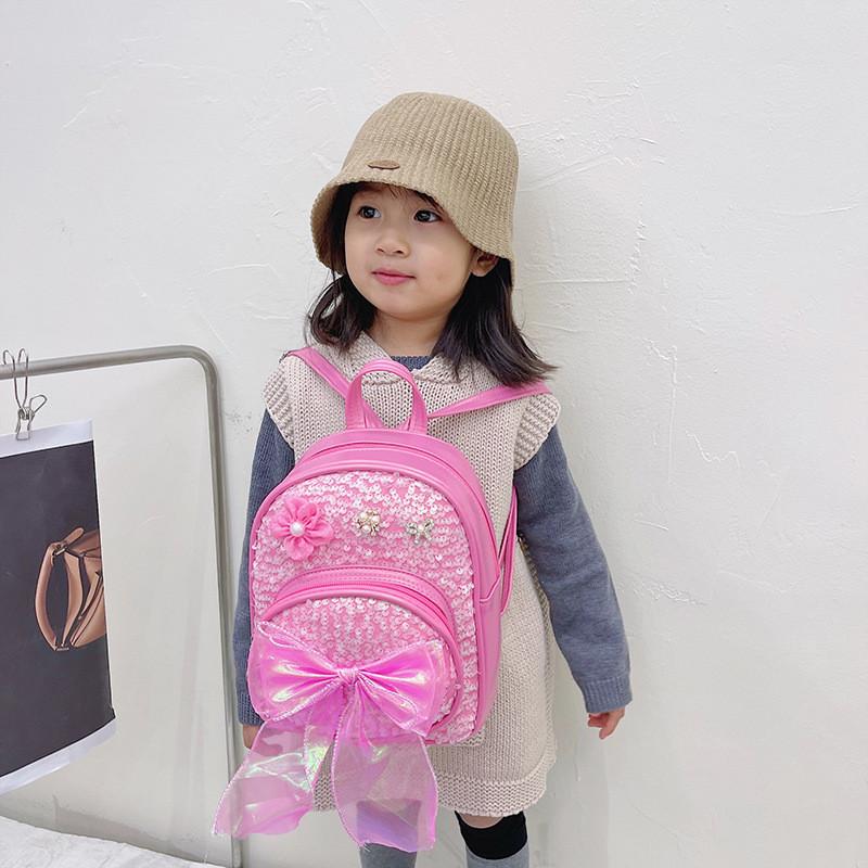 Trendy Bowknot Sequin Children's School Bag Ages 2-5 Girls Waterproof