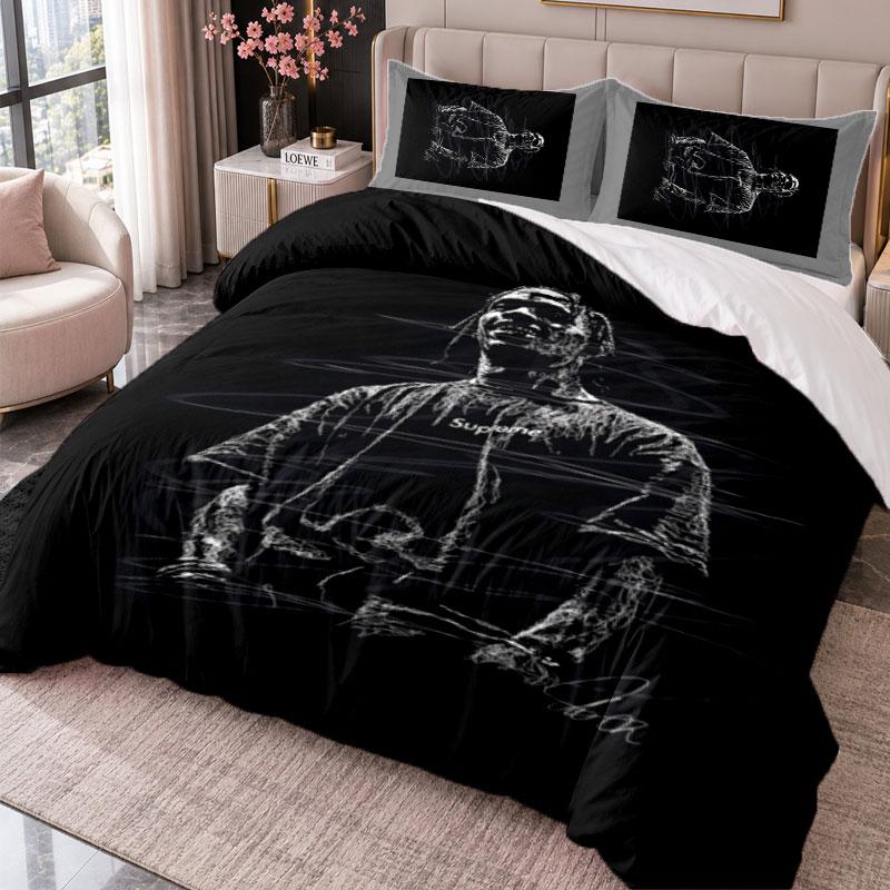 Travis Scott 3-teiliges Bettwäsche-Set Bettbezug mit zwei Kissenbezügen für Schlafzimmer Heimdekoration