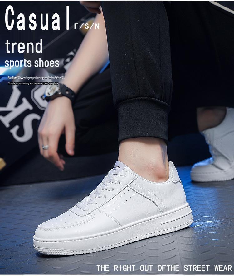 2025 Summer Men's Breathable White Skate Shoes - Trendy, Versatile, Thick Sole, Casual Sports Footwear for Students