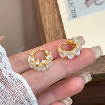 Elegantes Pendientes Geométricos de Resina con Forma de Flor para Mujer Pendientes de Aro Redondos de Declaración Joyería para Fiesta Boda Hebilla para la Oreja