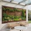 Rustic Brown Timber Plank Greenery Bush Courtyard Photo Background