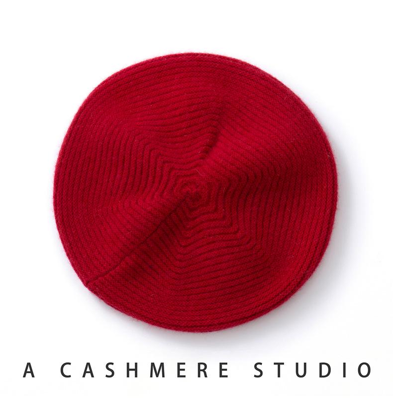Women's Cashmere Knit Bucket Hat - Thick Autumn & Winter Wool Beret Wrap Cap