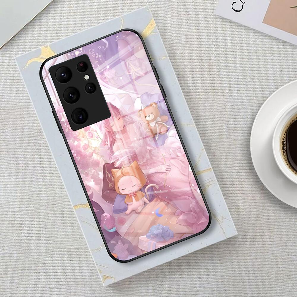 

Чехол для телефона Game Miracle Shining Nikki для Samsung S26 S25 Edge Ultra 23 22 21 20 Ultra Plus S24 Fe Стеклянная крышка Galaxy S25 Plus