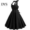 Ärmelloses Damenkleid Abend Schnürung Neckholder A-Linie Großer Schwung Rückenfrei Aus Retro Dame Schulter Unifarben Cocktailparty Hochzeit Midi