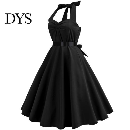 Ärmelloses Damenkleid Abend Schnürung Neckholder A-Linie Großer Schwung Rückenfrei Aus Retro Dame Schulter Unifarben Cocktailparty Hochzeit Midi