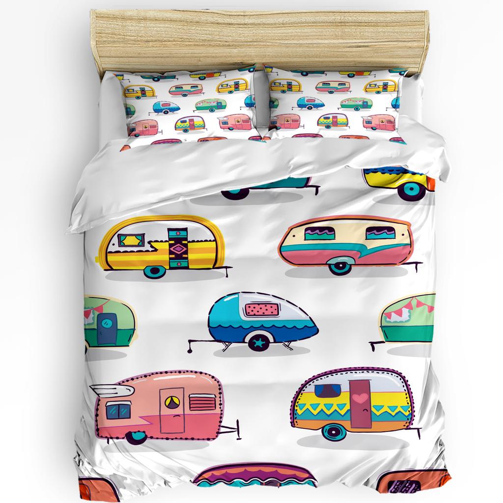 Cute Cartoon Car Bedding Set 3pcs Boys Girls Duvet Cover Pillowcase Kids Adult Quilt Cover Double Bed Set Home Textile
