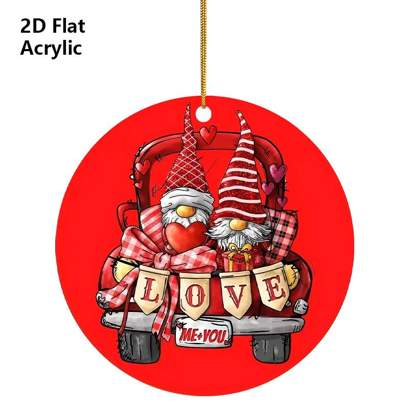 2D Flat "Love" Couple Gnomes Acrylic Decoration Sign, Bow, Love, Gift, Holiday Gift, Suitable for Wall Decoration, Porch, Room, Villa, Accents Home, H